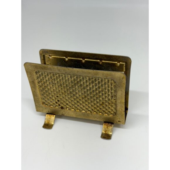 VTG Rustic Gold Metal Napkin Holder Caddy Farmhouse Kitchen Table Decor Retro - Picture 3 of 8